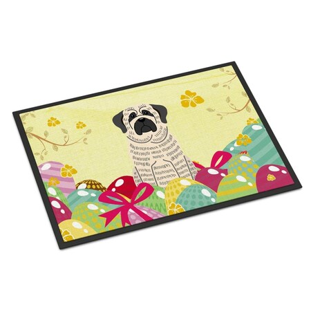 Carolines Treasures 18 x 27 in. Easter Eggs Mastiff Brindle White Indoor or Outdoor Mat BB6016MAT